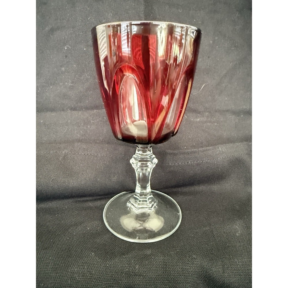 Red Ruby Glass Goblet Glossy Round Unisex Adults Drinkware 4.75 Inch Decorative‎